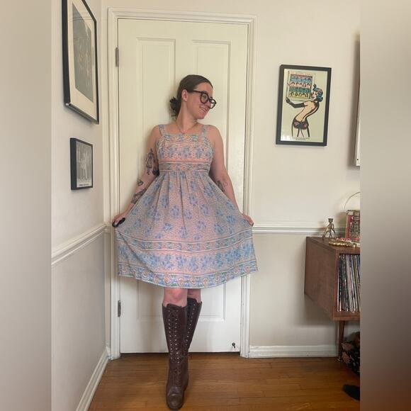70s Vintage Miss Elliette Pastel Sundress - Picture 1 of 7